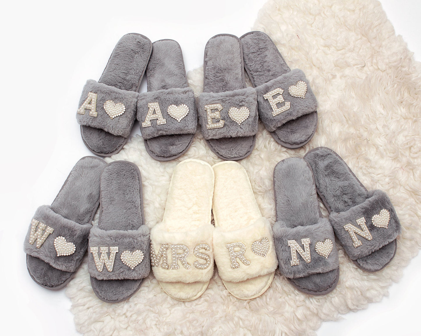 Bride and Bridesmaids Custom Fluffy Slippers