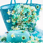 Bridal Straw Bag and Matching Hat with Flowers