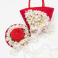 Bridal Straw Bag and Matching Hat with Flowers
