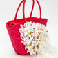 Bridal Straw Bag and Matching Hat with Flowers