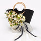 Floral Set Straw Bag and Hat for Bride Style 1
