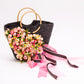 Floral Set Straw Bag and Hat for Bride Style 1