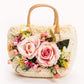 Bride Sun Hat and Straw Bag with Flowers- Small