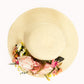 Bride Sun Hat and Straw Bag with Flowers- Small