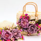 Bride Sun Hat and Straw Bag with Flowers- Small