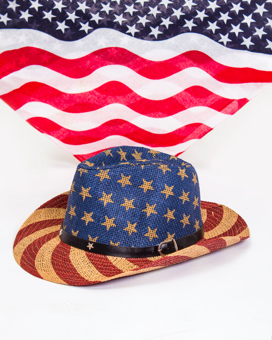 USA Flag Cowboy Sun Hat