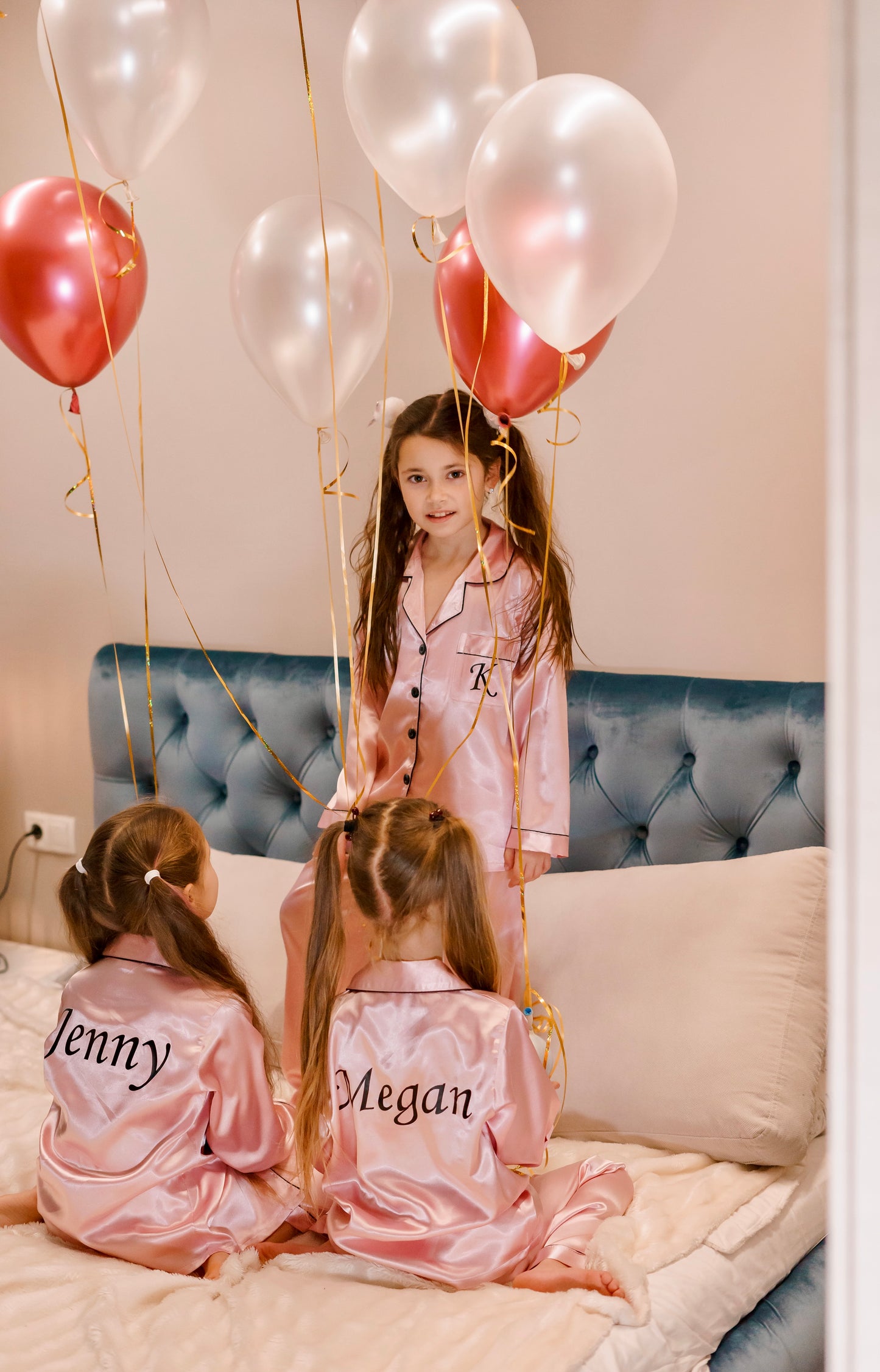 Kids Satin Personalized Pajamas for Sleepover Party L+L