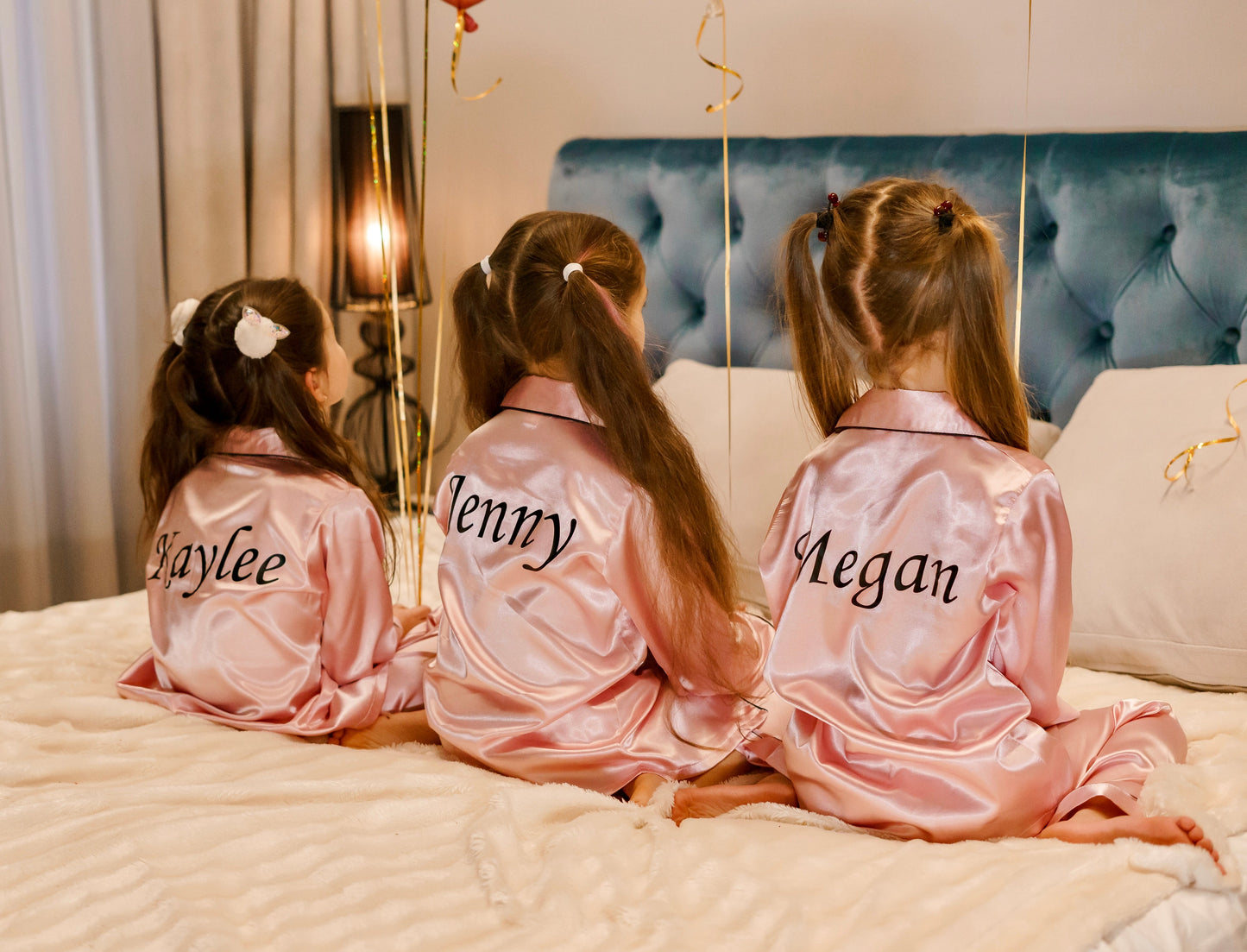 Customized Kids Satin Pjs for Parties - Long Sleeves + Pants