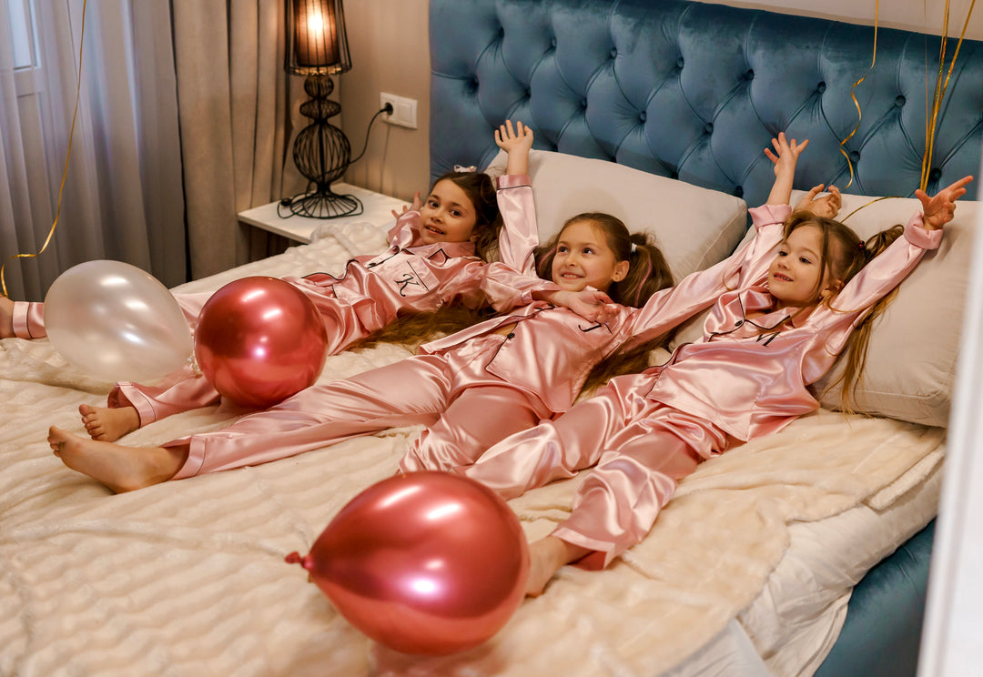 Kids satin Pajamas Birthday Christmas Sleepover party - L+L – Sisters G Shop