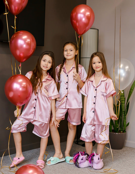 Party Matching Personalized Satin Pajamas for Children - S+S