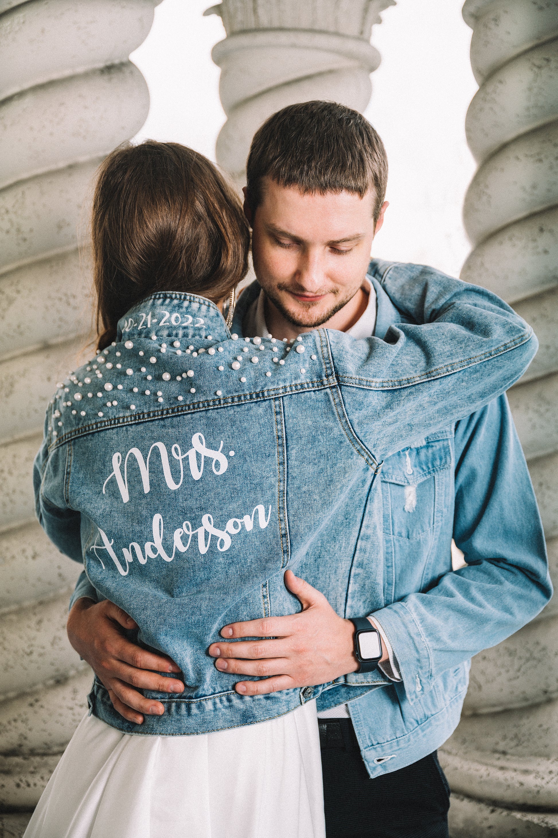  custom mrs wedding jacket transfer, custom iron on patch, custom  denim jacket, wifey jacket : Handmade Products