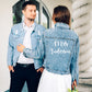 Denim Custom Mr and Mrs Couple Jackets with buttons on the back