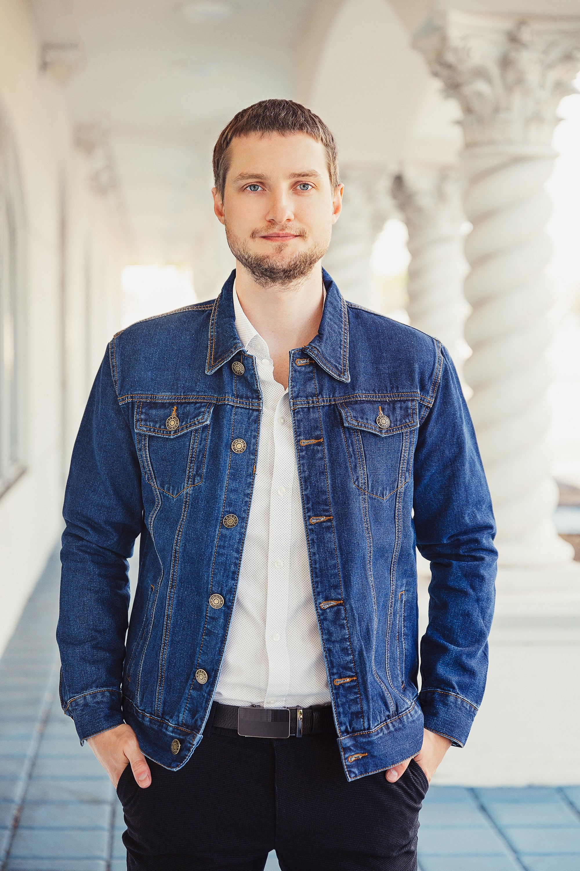 Portrait Attractive Couple Denim Jackets Motorbike Stock Photo 1482635825 |  Shutterstock