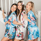 Set of 7 Floral and Peacock Bridesmaids Satin Robes