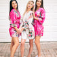 Set of 4 Floral and Peacock Bridesmaids Satin Robes