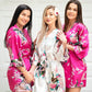 Set of 13 Floral and Peacock Bridesmaids Satin Robes
