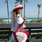 Bridal Straw Bag and Matching Hat with Flowers