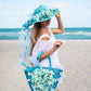Bridal Straw Bag and Matching Hat with Flowers