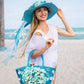 Bridal Straw Bag and Matching Hat with Flowers
