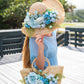 Bridal Set Floral Sun Hat with Beach Bag Style-3