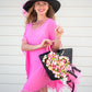 Floral Set Straw Bag and Hat for Bride Style 1