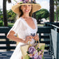 Bridal Set Floral Sun Hat with Beach Bag Style-3