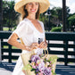 Bridal Set Floral Sun Hat with Beach Bag Style-3