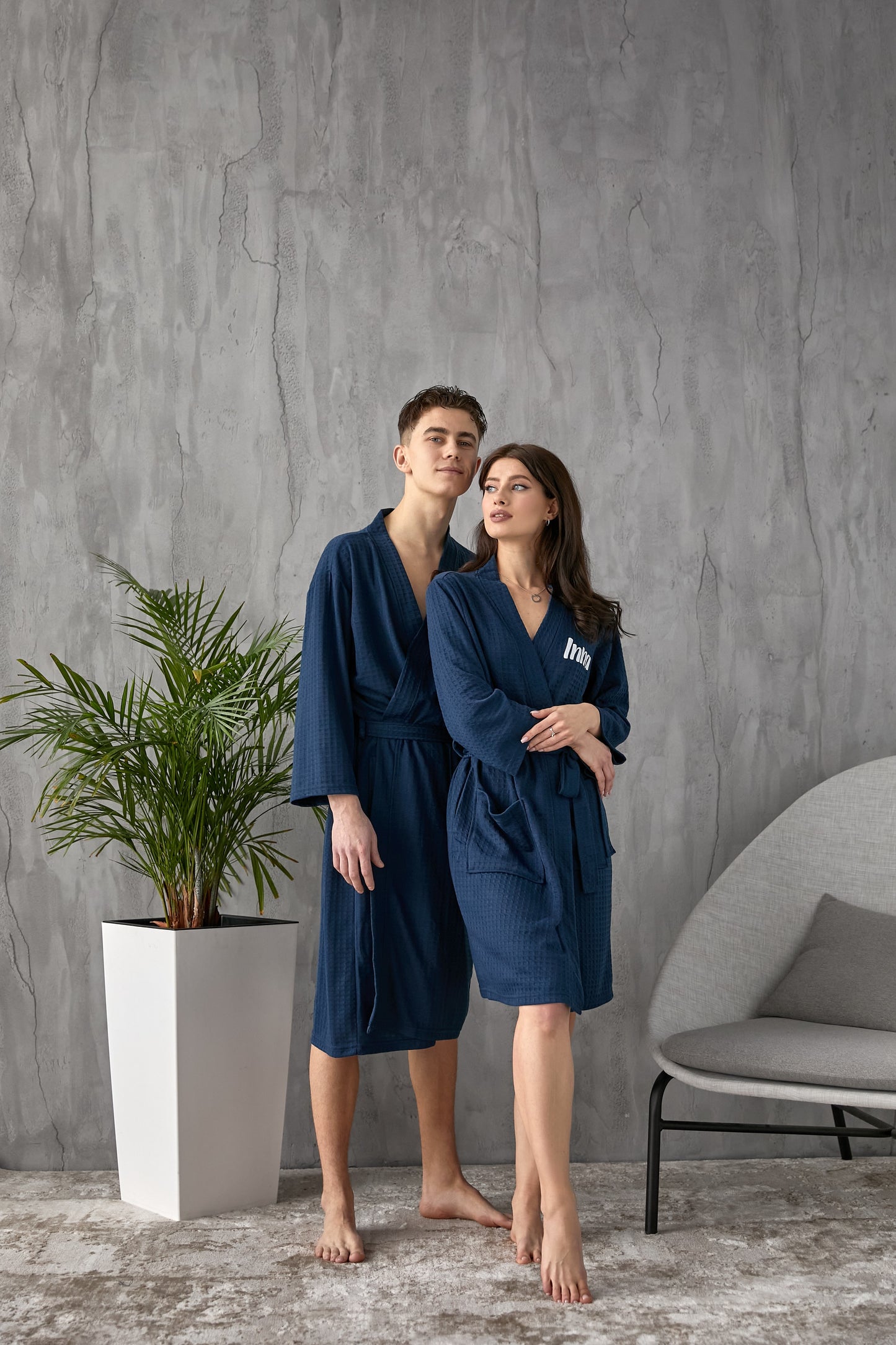 Customized Waffle Knit Robes for Couple