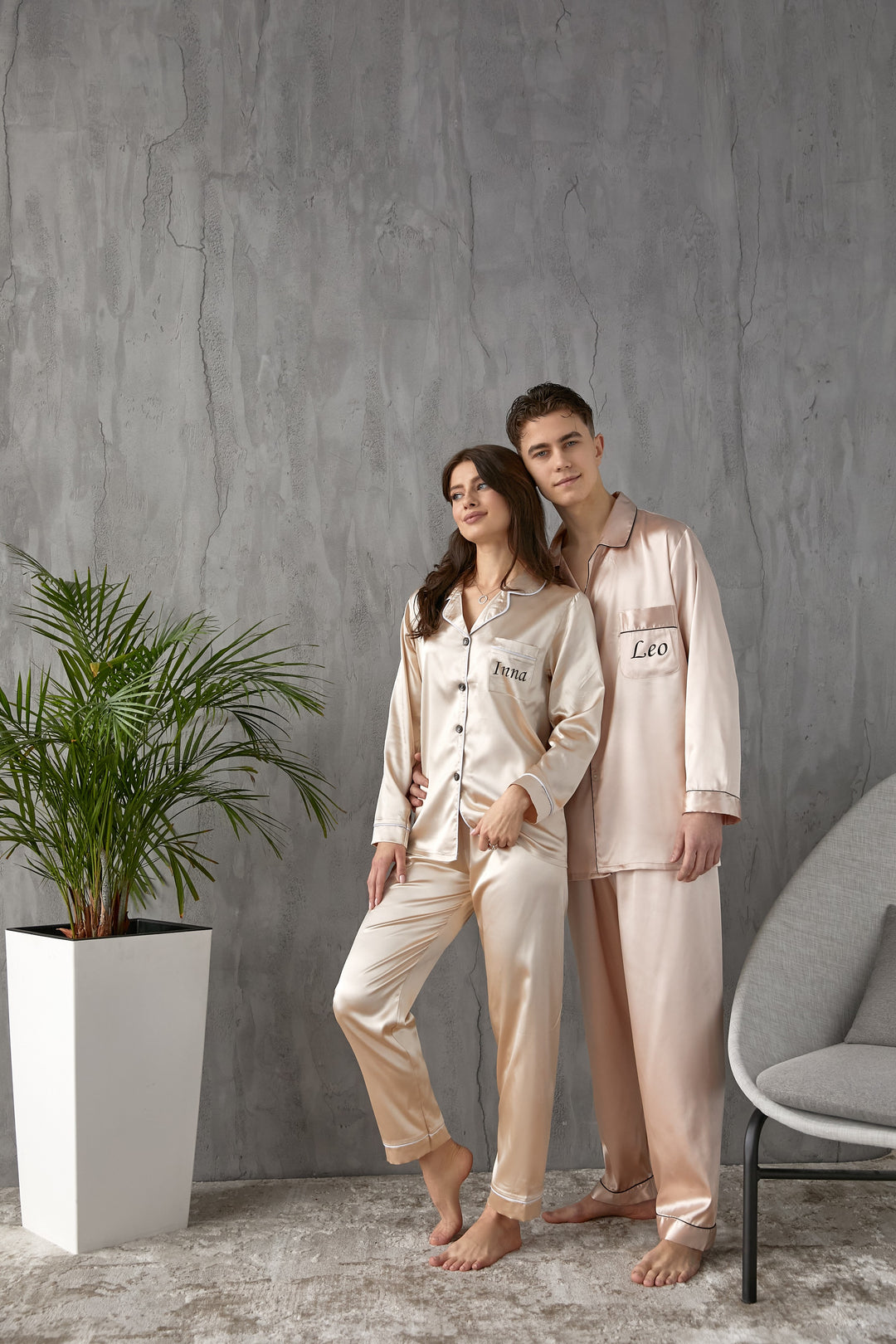 Matching Satin Pajamas Set for Couple