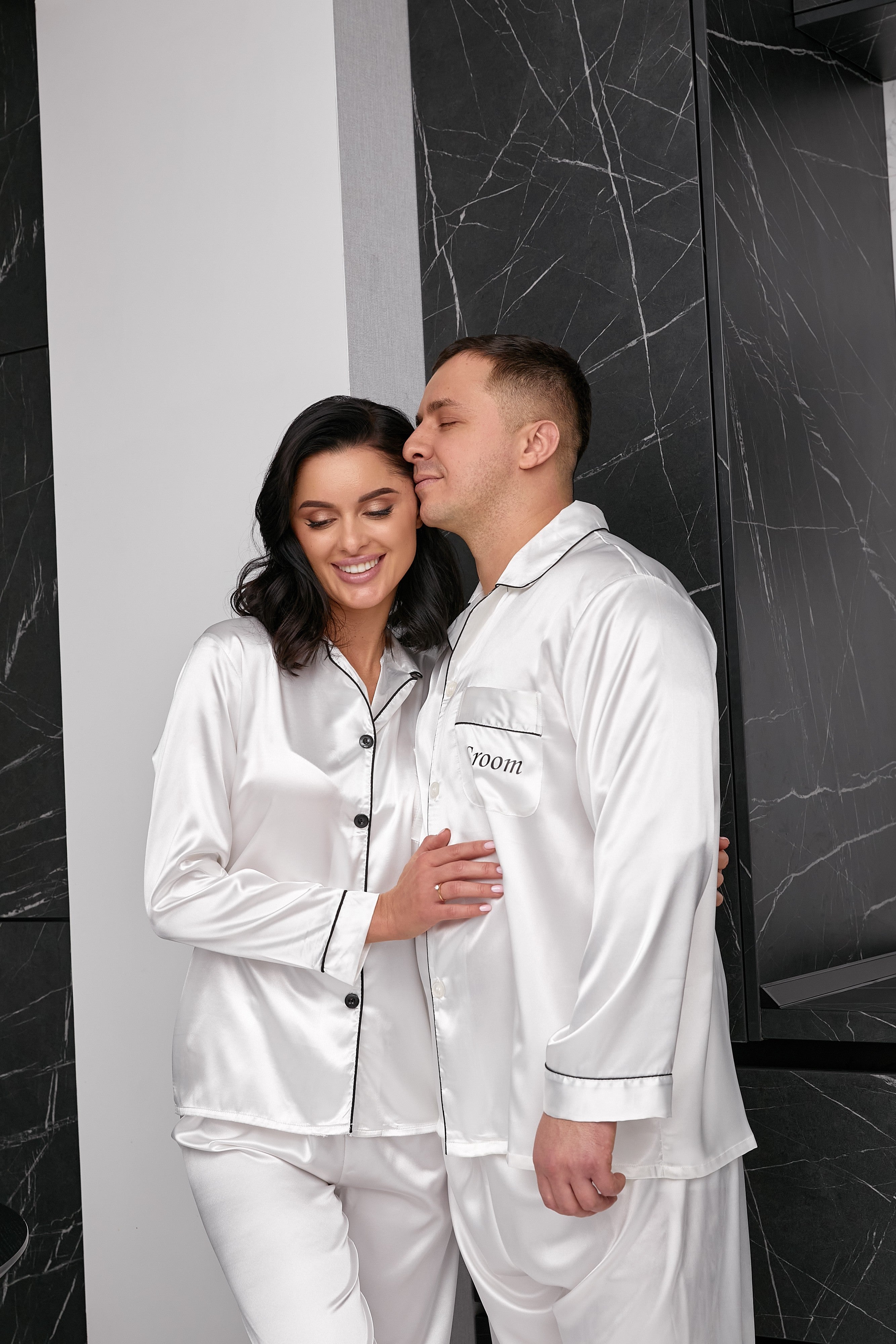 His and hers matching best sale satin pajamas