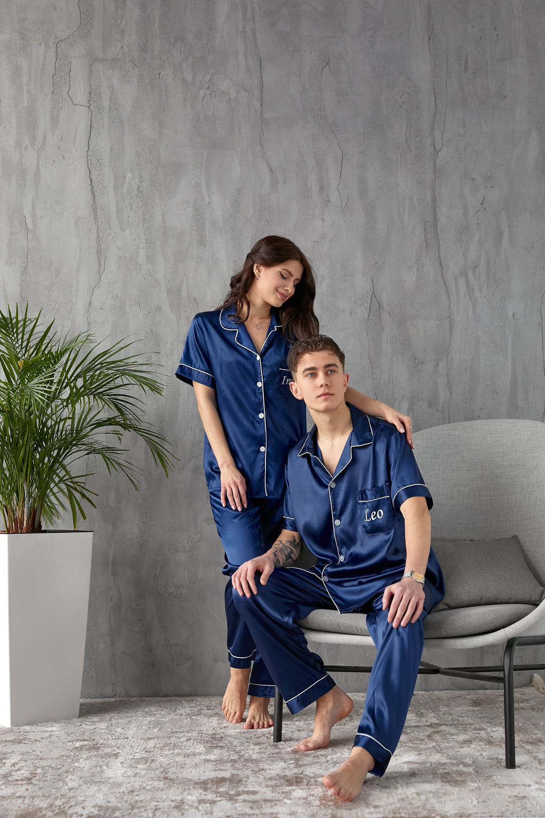 Bride and Groom Satin Pajama Sets for Couple
