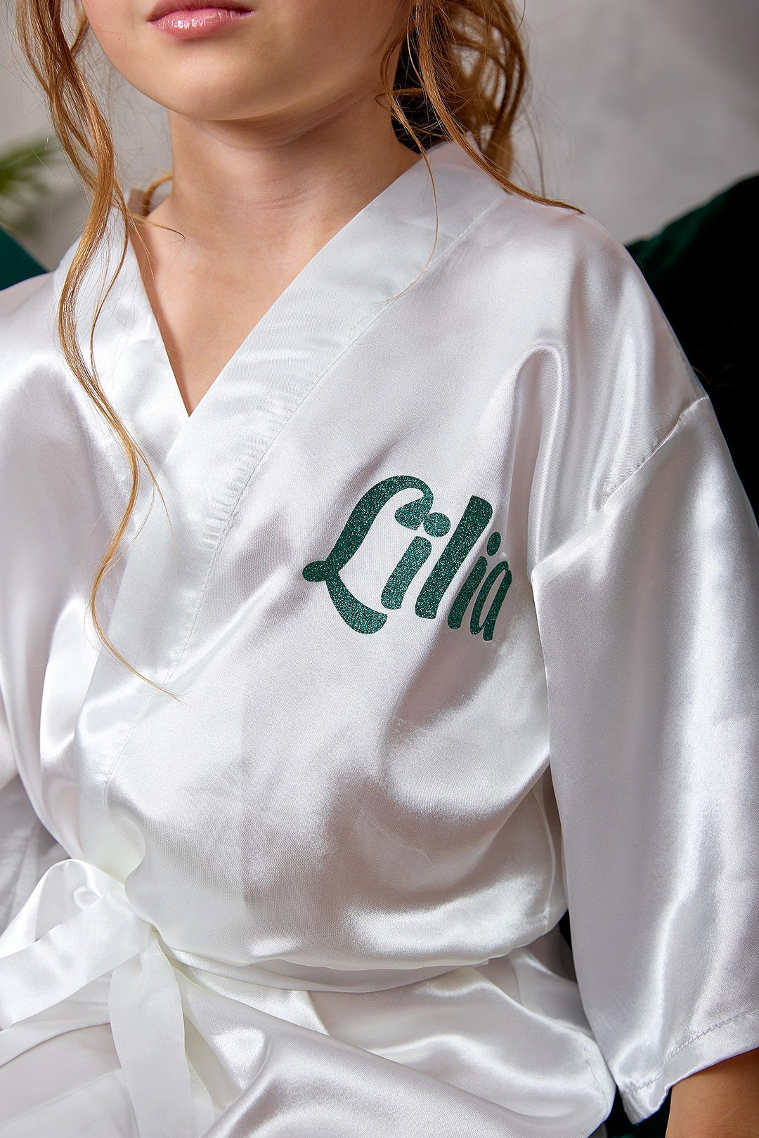 Embroidered Satin Robe with Name, Personalized Bridal Robe