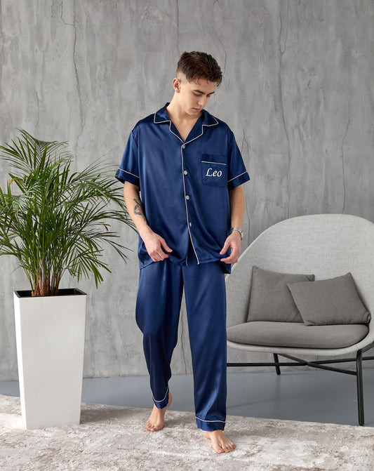 Satin Customized Pajama Set for Men - S+L