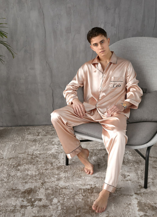 Personalized Men Satin Pajama Set - L+L