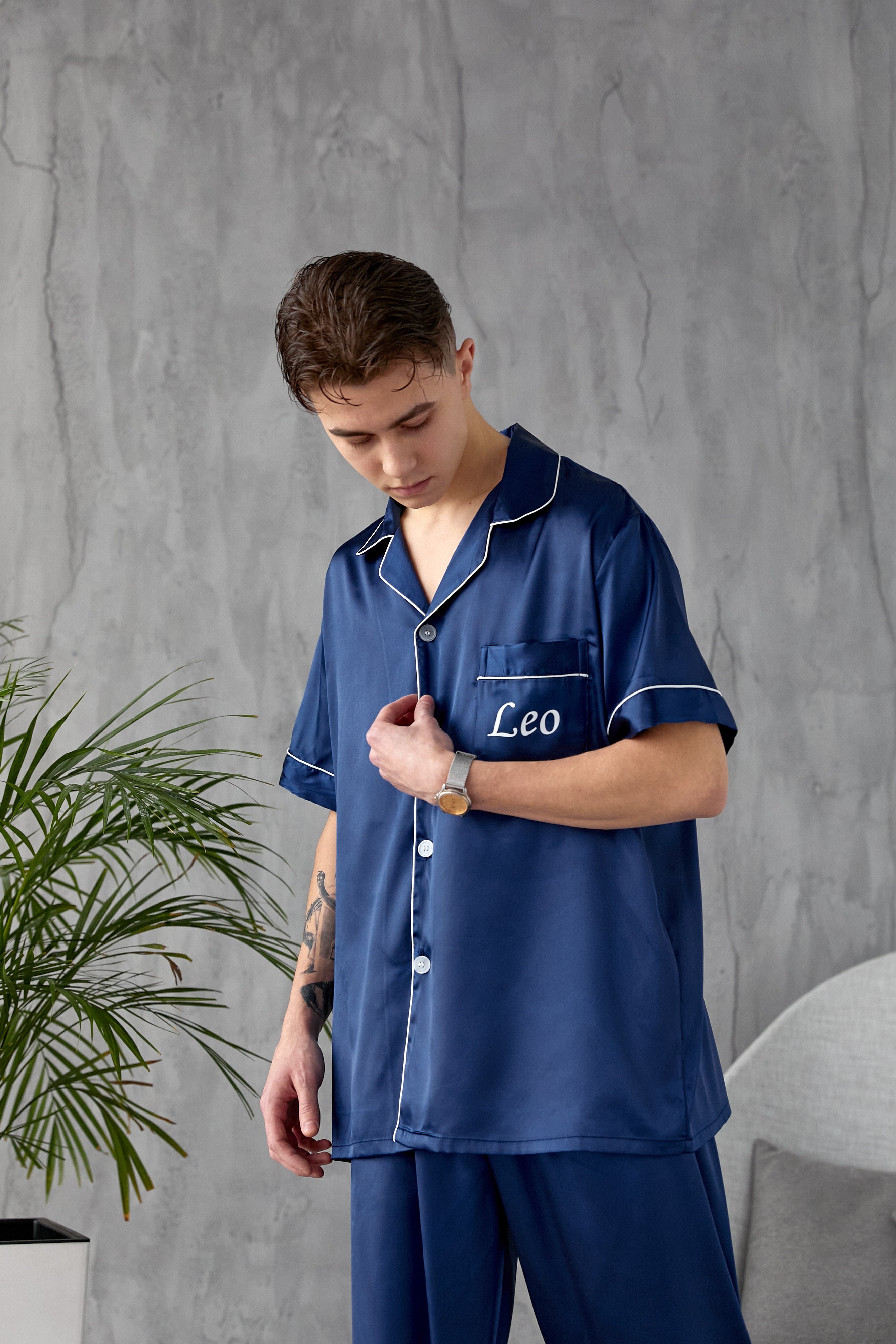 Mens navy pajama discount set