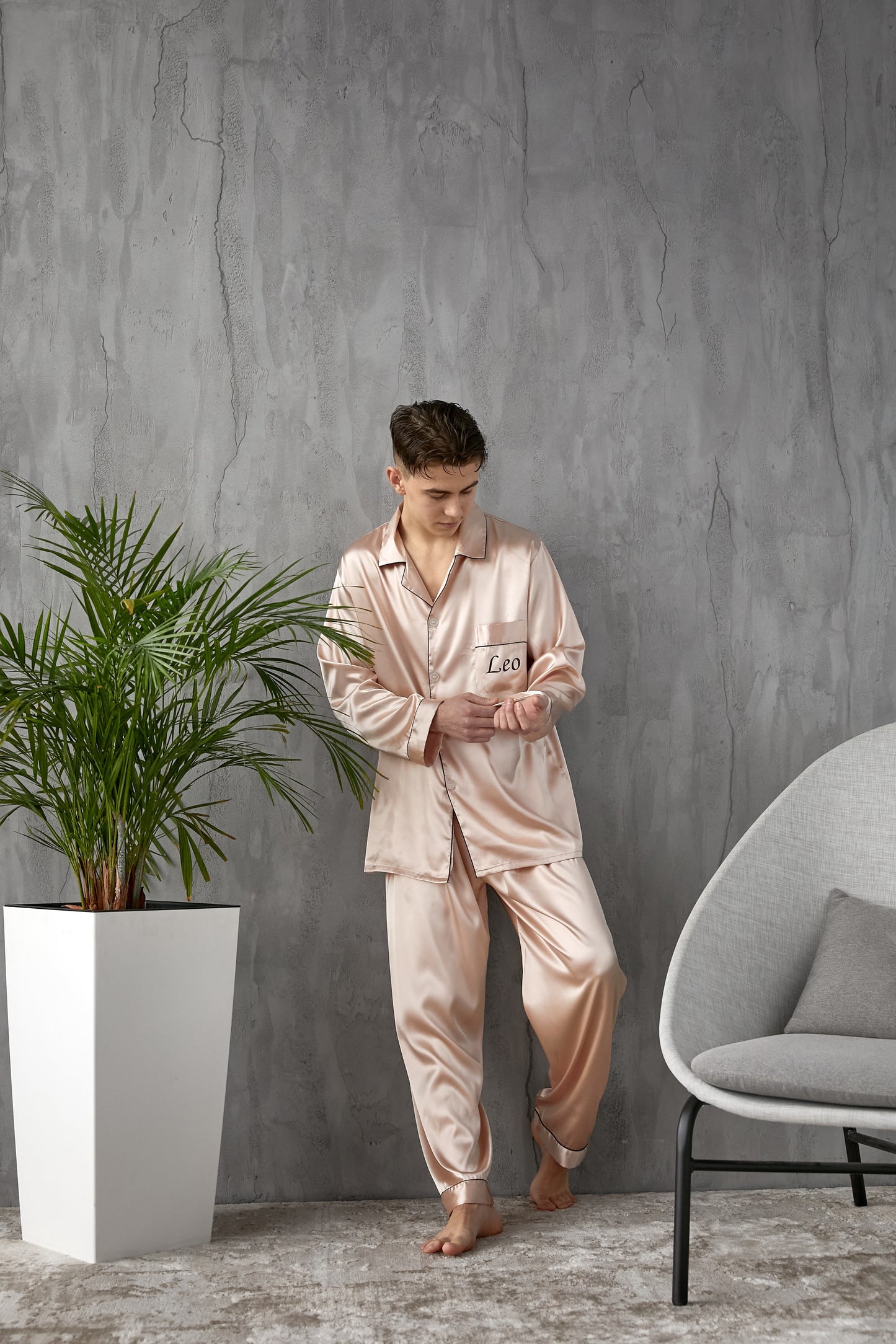 Matching Satin Pajama Sets for Couple Long Sleeves + Pants