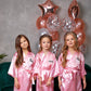 Set of 14 Flower Girl Kids Satin Robes-Script