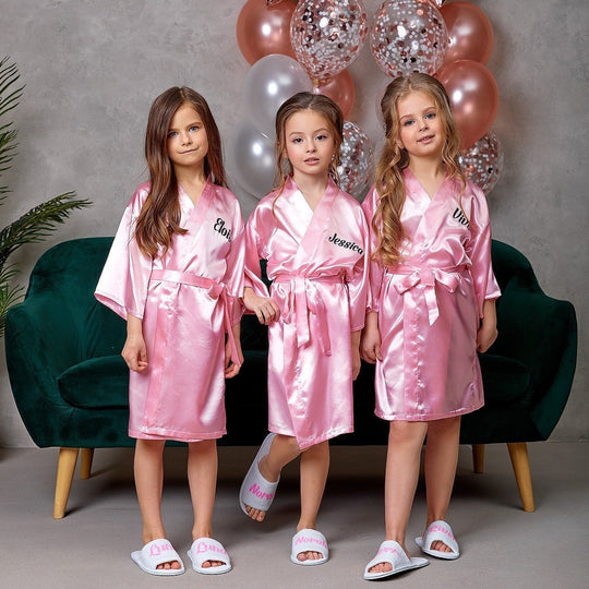 Birthday Girl and Her Squad Satin Customized Robes- Script