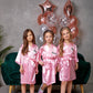 Set of 7 Flower Girl Kids Satin Robes-Script