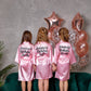 Set of 4 Flower Girl Kids Satin Robes-Script