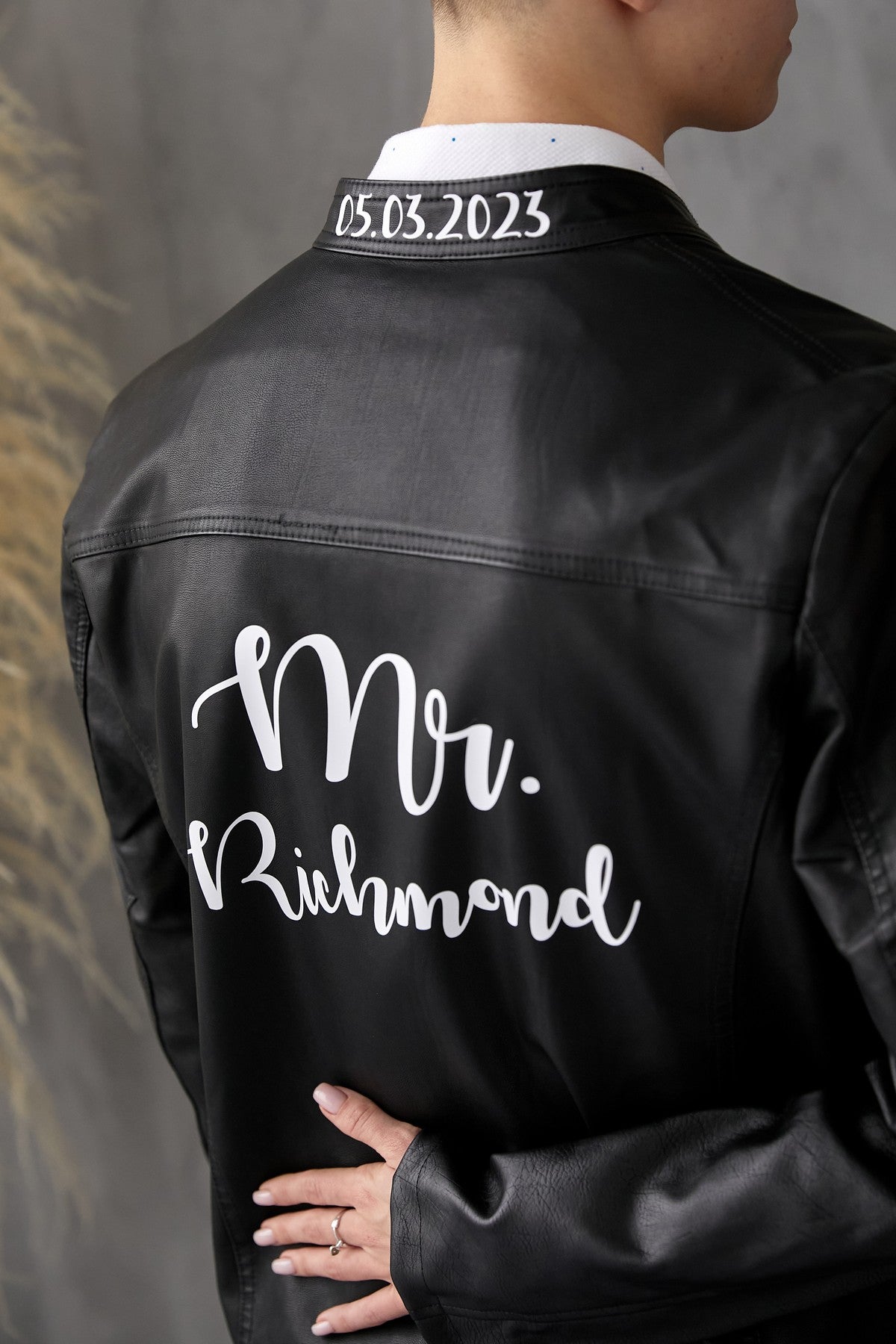 Bridal Custom faux Leather Jacket for Wedding - autumn