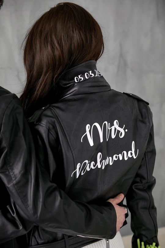 Mr and Mrs Custom Faux Leather Wedding Jackets