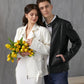Just Married Custom Faux Leather Jacket for Bride and Groom - AUTUMN