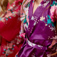 Set of 5 Kids Floral Peacock Satin Robes