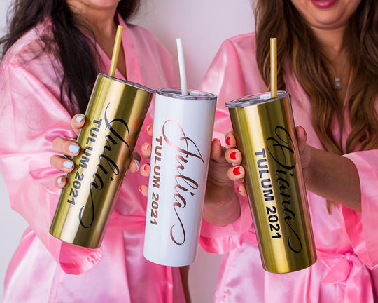 Bachelorette Custom Skinny Metallic Tumblers - Tumblers