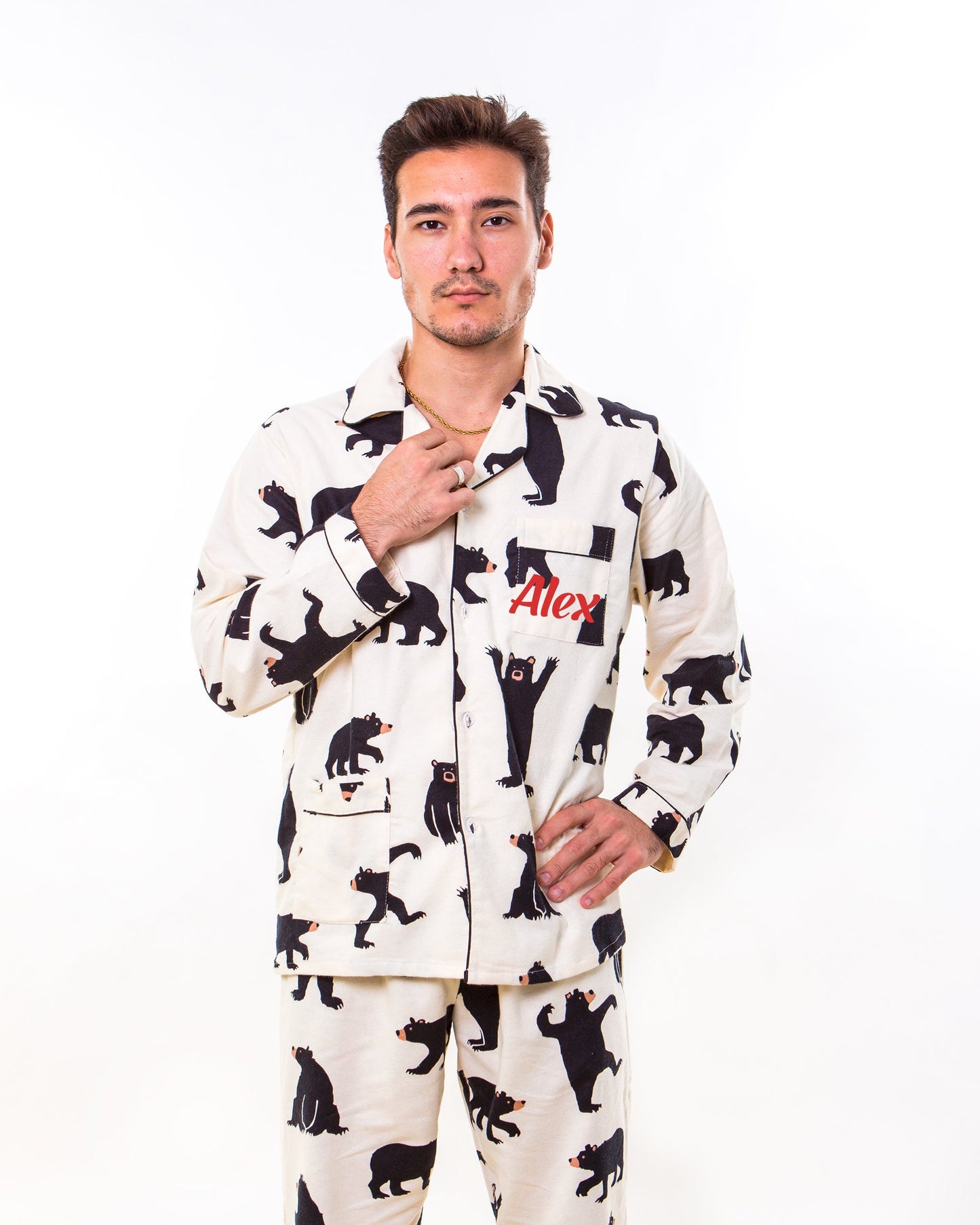 Bear Print Men’s Pajama Set - Men’s Pajamas