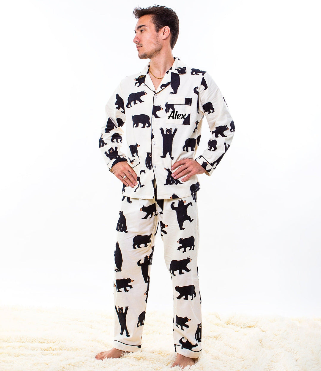 Bear Print Men’s Pajama Set - Men’s Pajamas