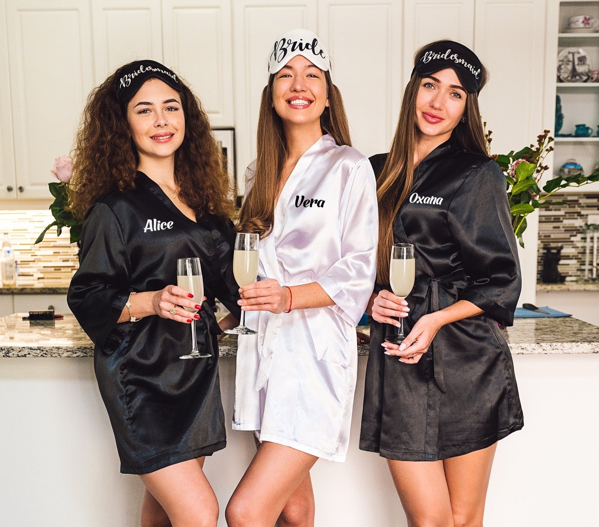 Black 2024 bridesmaid robes