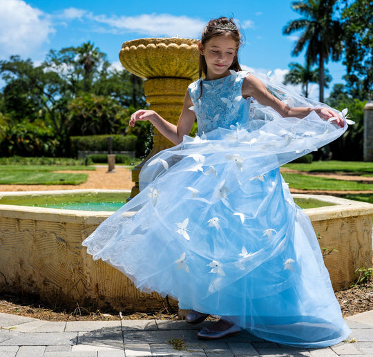 Butterfly Flower Girl Dress Birthday Princess Dress