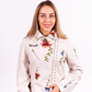 Bridal Faux Leather Jacket with Flowers - Custom jackets